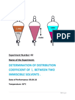 Determination of Distribution Coefficient of I2 Between Immiscible Solvents