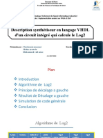 Description Synthétiseur en Langage VHDL D'un Circuit Intégré Qui Calcule Le Log2