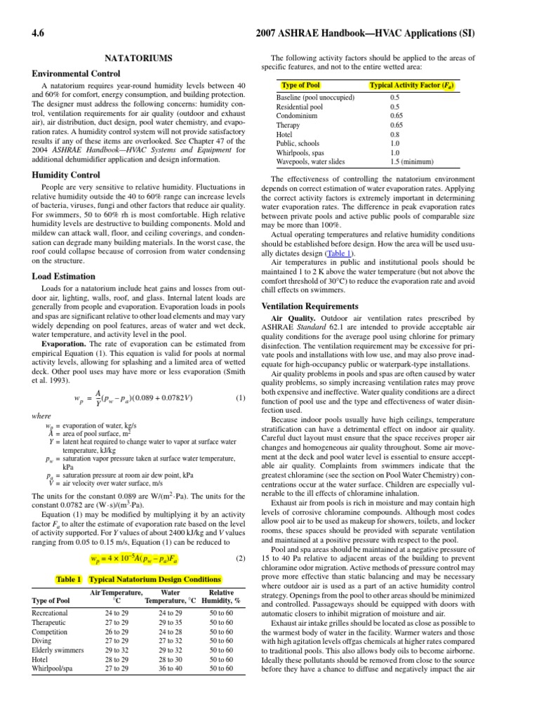 Natatorium HVAC Design Guidelines | PDF | Ventilation (Architecture ...