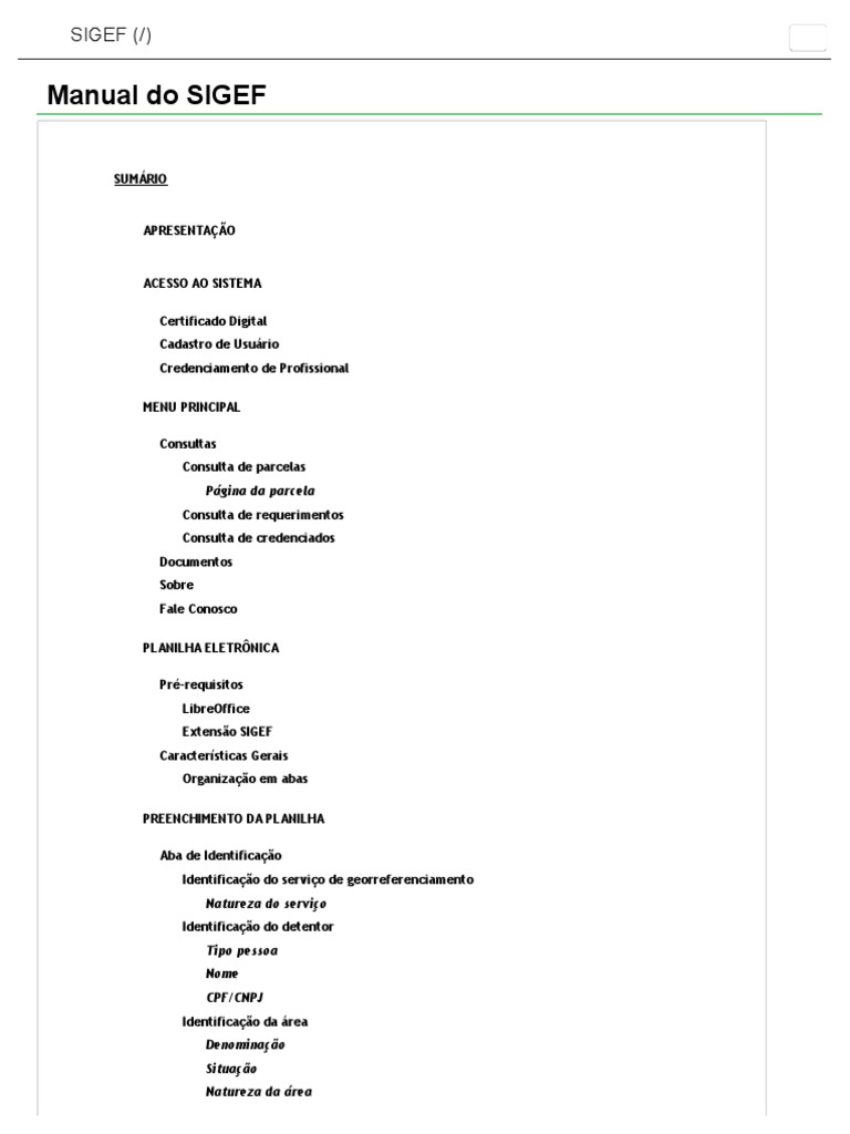 Manual do Sistema SIGEF para Credenciamento | PDF | Certificado de ...