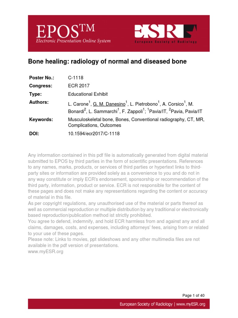 Bone Healing Radiology of Normal and Diseased Bone | PDF | Medical ...