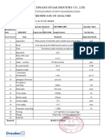 Shandong Xiwang Sugar Industry Co., Ltd. Certificate of Analysis