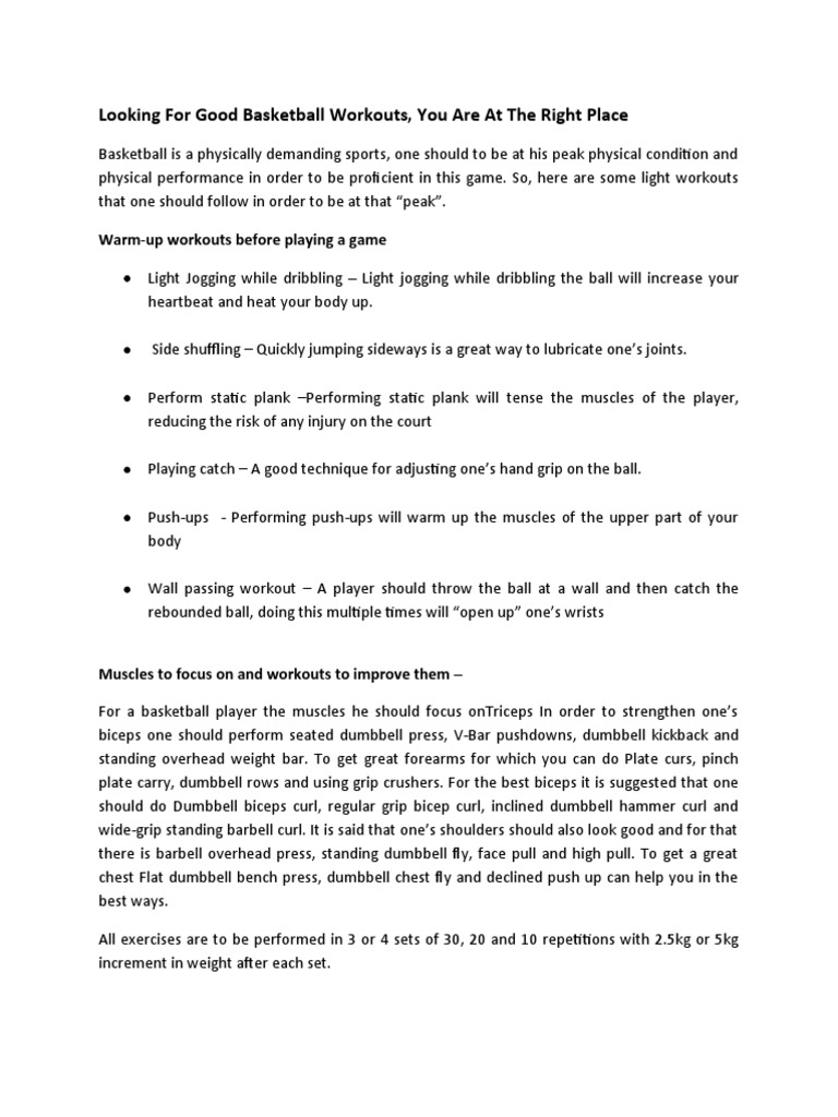How To Have A Great Basketball Workout PDF