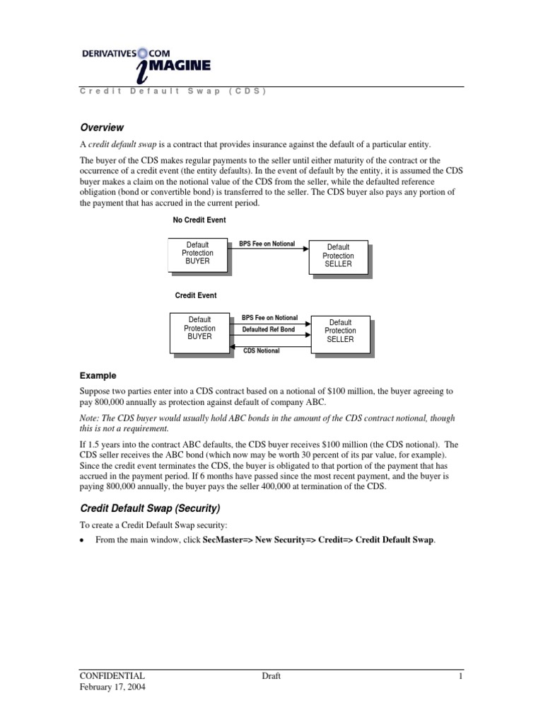 Credit Default Swap (CDS) Example PDF Credit Default Swap Bonds