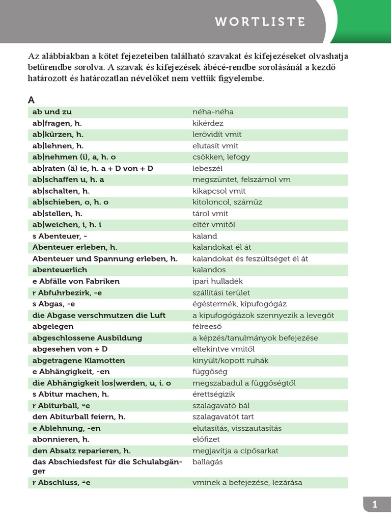 Wortliste B2 PDF