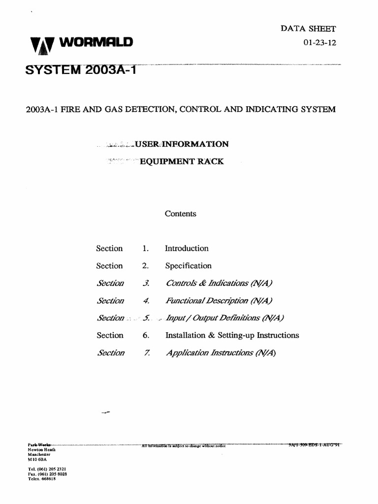 2003A-1 Equipment Rack PDF | PDF | Electronics | Manufactured Goods