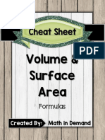 Cheat Sheet: Volume & Surface Area