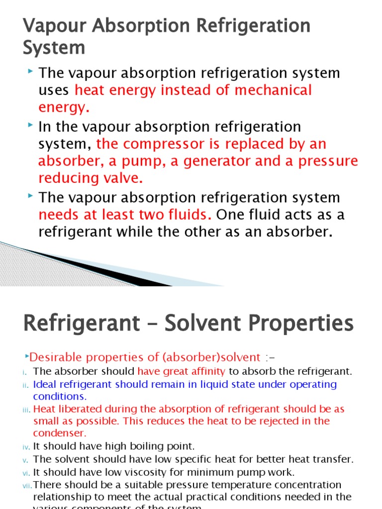 Vapour Absorption Refrigeration System PDF Refrigeration Heat