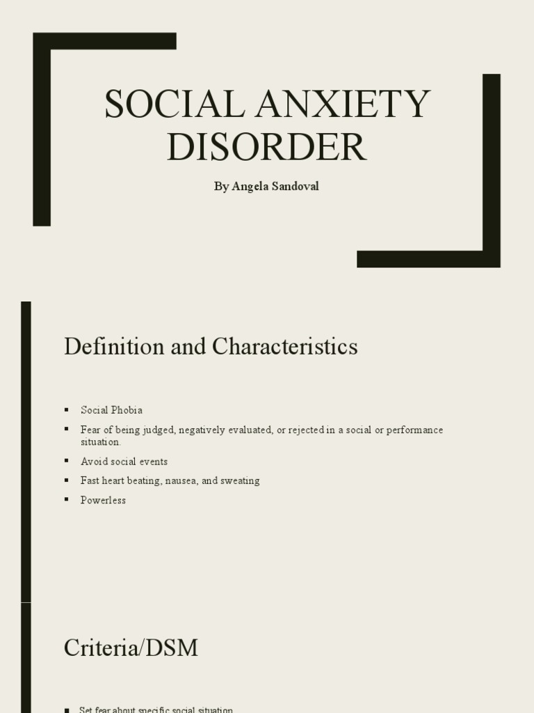 Understanding Social Anxiety Disorder | PDF