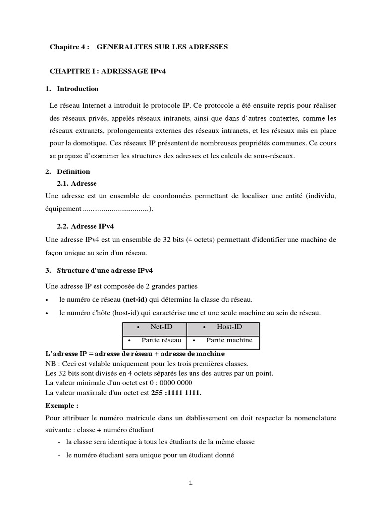 Introduction à l'adressage IPv4 | PDF | Adresse IP | Standards Internet