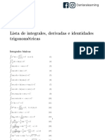 Lista de Integrales, Derivadas e Identidades Trigonométricas