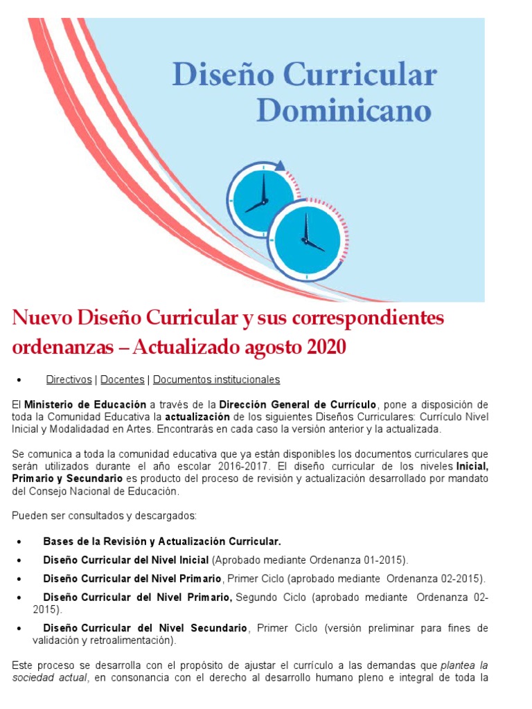 Actualización del Diseño Curricular 2020 | PDF | Plan de estudios | Diseño