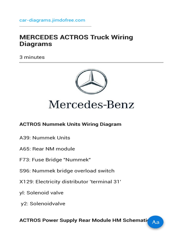 MERCEDES ACTROS Truck Wiring Diagrams PDF