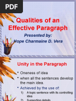 Qualities of An Effective Paragraph