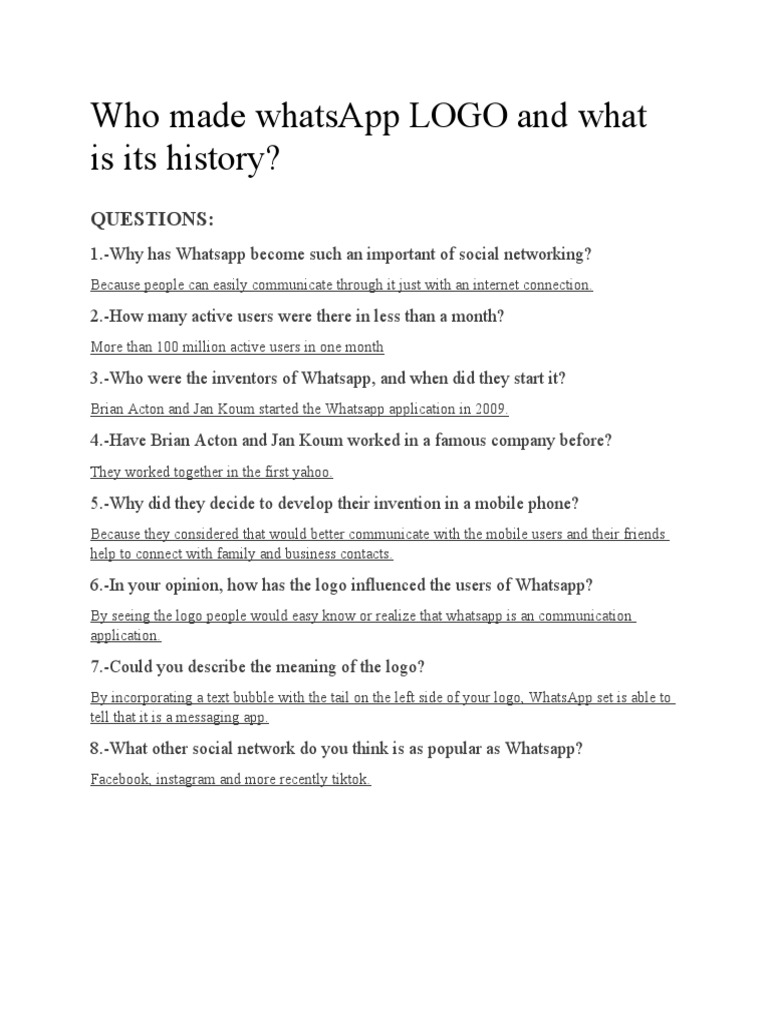 Who Made Whatsapp LOGO and What Is Its History (ADVANCED ENGLISH III) | PDF