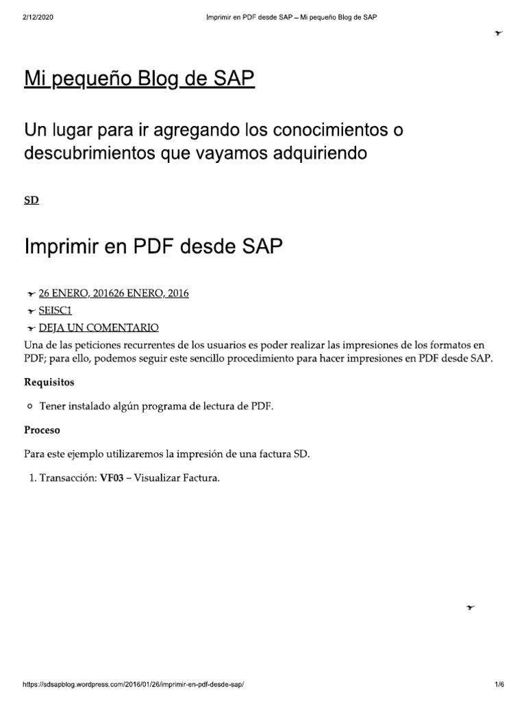 Imprimir en PDF From SAP | PDF