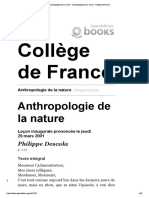 Anthropologie de La Nature - Anthropologie de La Nature - Collège de France