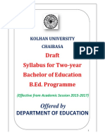 B.ed Syllabus of Kolhan University