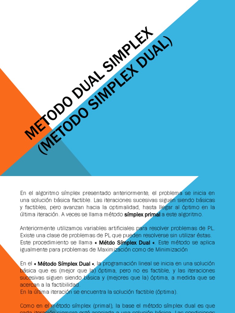 Metodo Dual Simplex (Metodo Simplex Dual) | PDF | Álgebra | Análisis ...