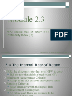 NPV, Internal Rate of Return (IRR), and The Profitability Index (PI)