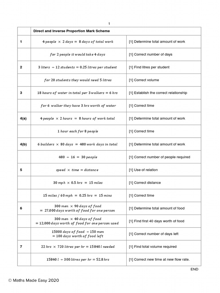 Direct and Inverse Proportion Answers | PDF | Science & Mathematics ...