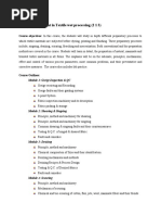 Course Outline Pretreatment of Textile Wet Processing