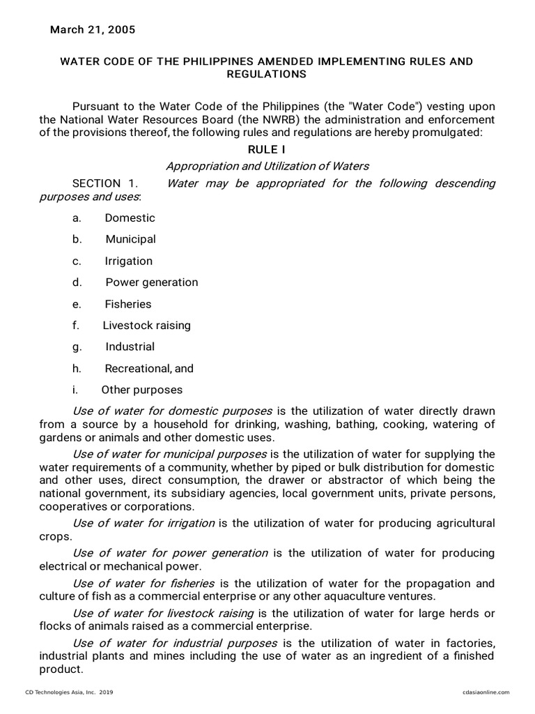 Amended Water Code Regulations Philippines | PDF | Lease | U.S ...