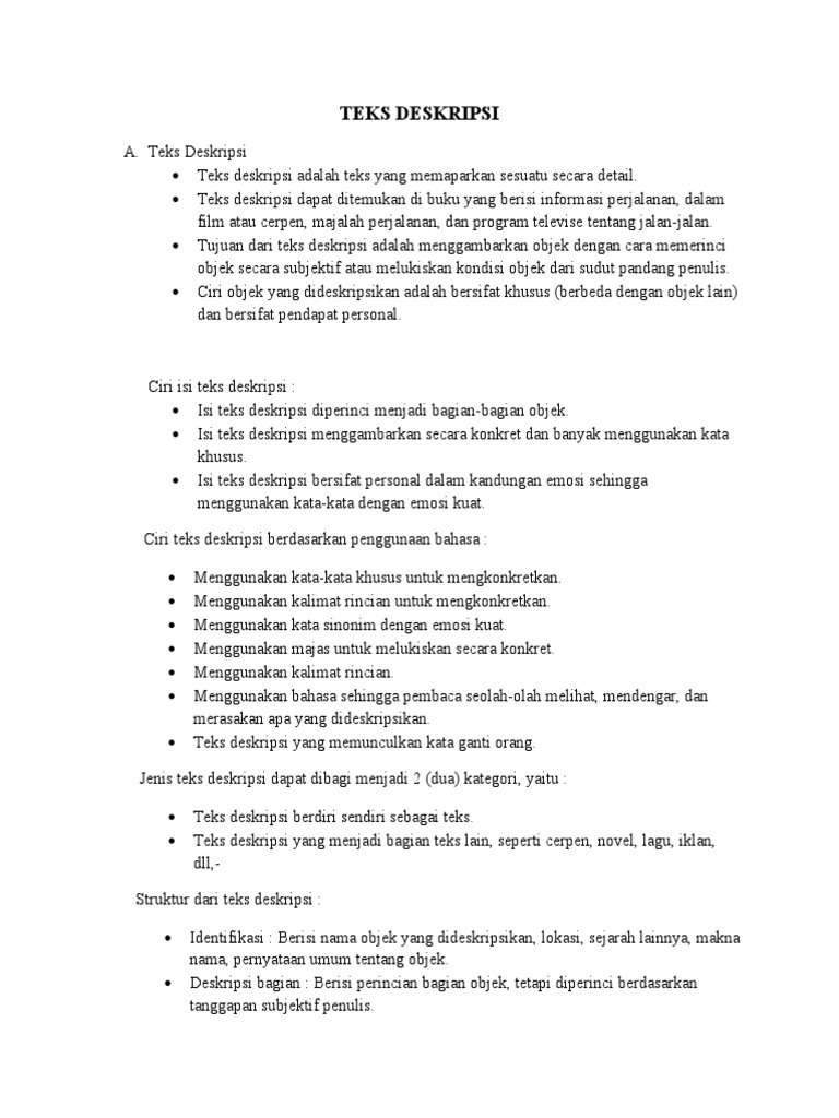 Materi Teks Deskripsi