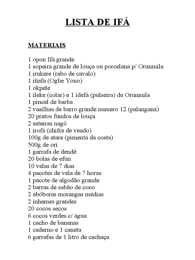 Materiais para Iniciação em Ifá | PDF