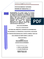 Factores que aumentan enfermedades por terapia IV en hospital de Teziutlán