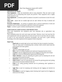 Chapter 3 - Farm Tools, Equipment, Inputs AND LABOR