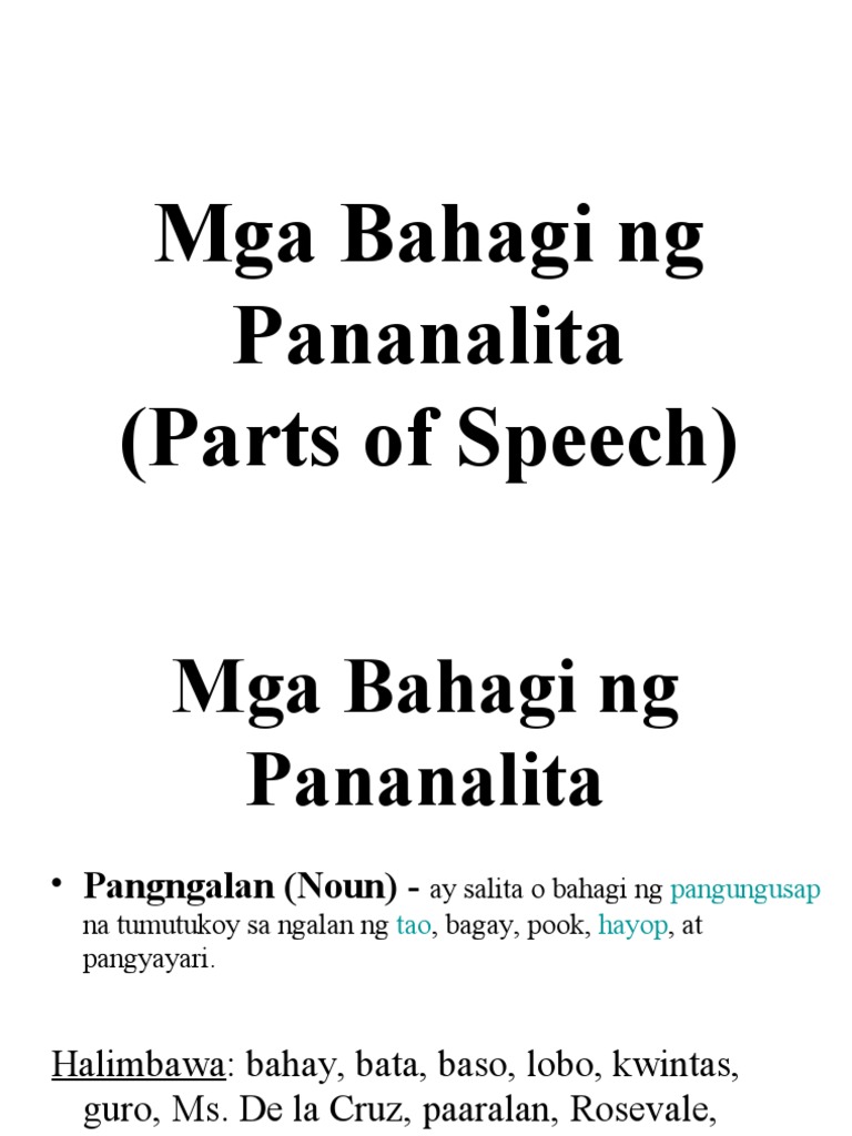 Mga Bahagi ng Pananalita