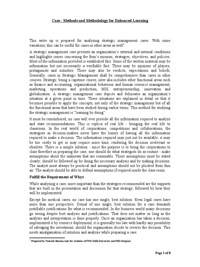 Enhanced Learning in Strategic Management Cases | PDF | Swot Analysis ...
