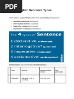 The 4 English Sentence Types and Sentence Structure