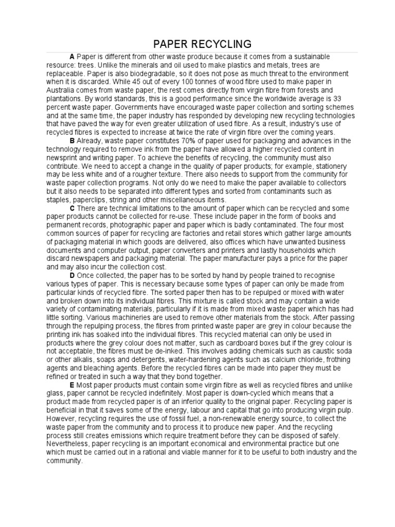 Paper Manufacturing Process PDF Paper Recycling