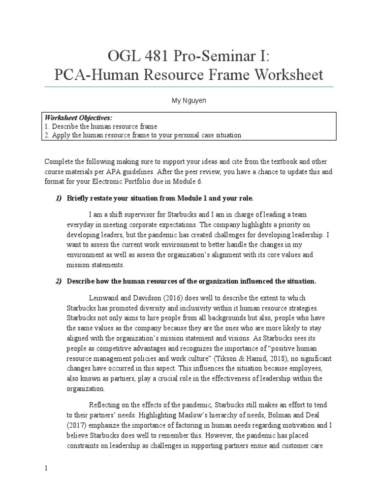 Ogl 481 HR Frame Worksheet 1 | PDF | Human Resource Management | Human ...