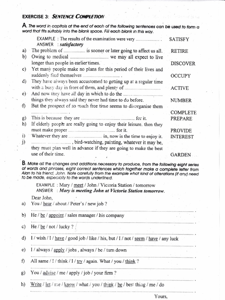 Sentence Building Exercise | PDF