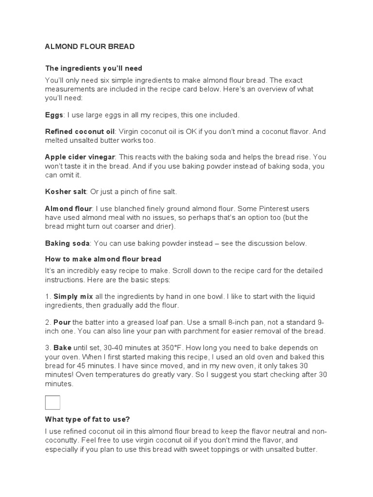 Almond Flour Bread Pdf Breads Baking