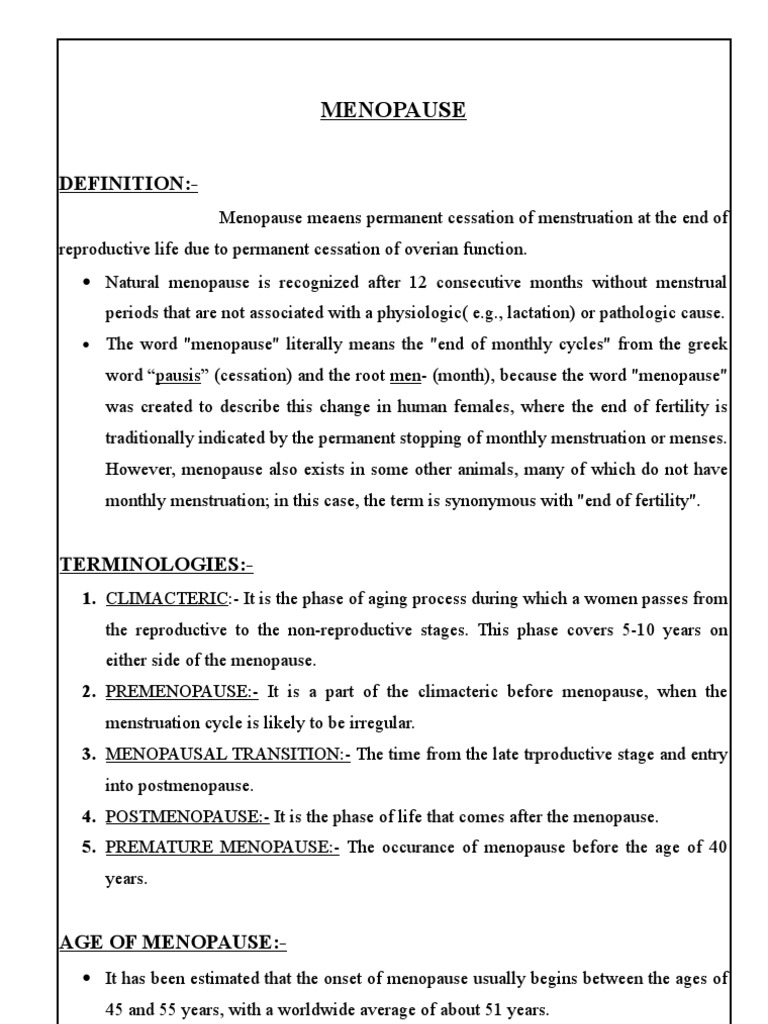 MENOPAUSE | PDF | Hormone Replacement Therapy | Menopause