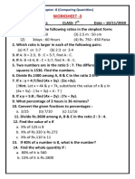 Worksheet - 3: Chapter - 8 (Comparing Quantities)