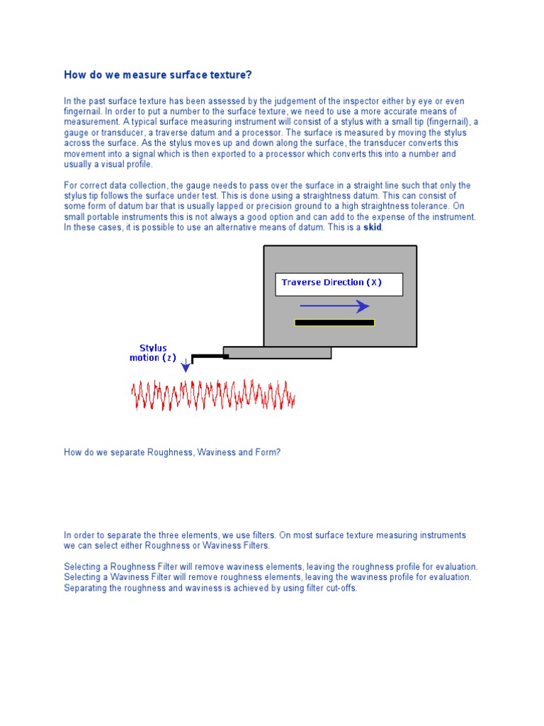 Measuring Surface Texture Techniques | PDF | Surface Roughness ...