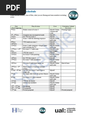 production schedule  music video 