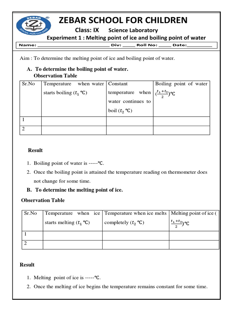 Exp 1 Melting Point of Ice PDF