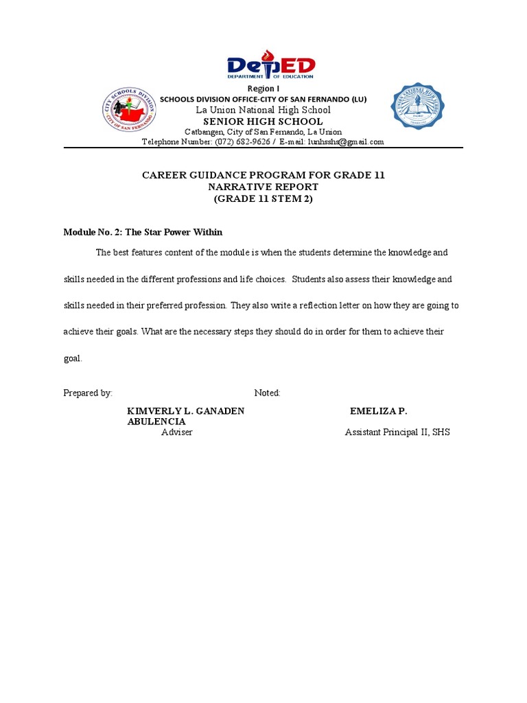 Grade 11 Career Guidance Report | PDF | Science, Technology ...