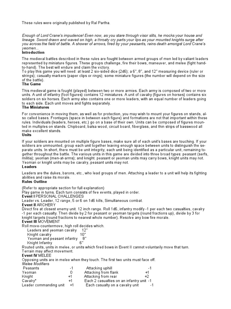 The Rules of Medieval Combat A Detailed Explanation of Miniature