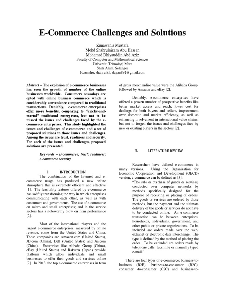 E-Commerce Challenges and Solutions | PDF | E Commerce | Information ...