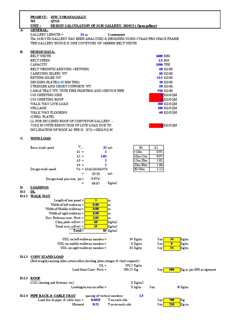 Load Estimate of A Conveyor PDF Structural Engineering Equipment
