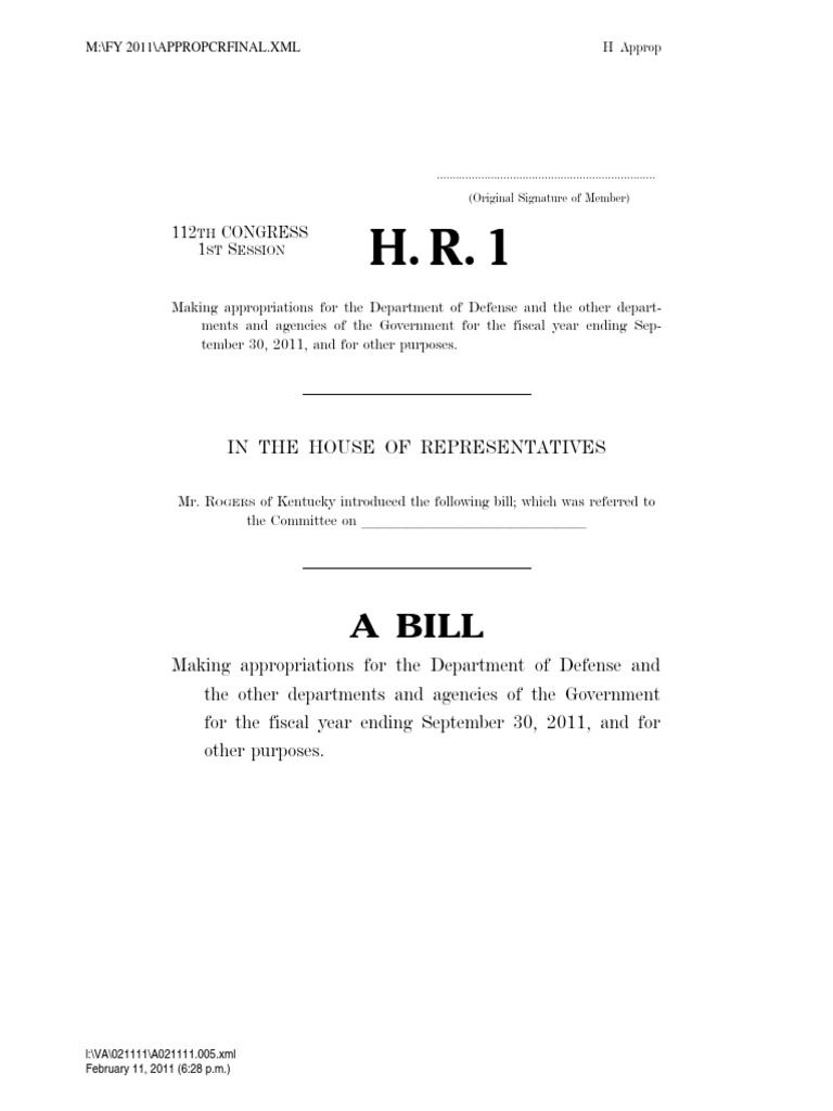 Final Continuing Resolution (H.R. 1) 2011 | PDF | Government ...