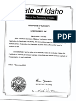 Lenders Depot Idaho Certificate