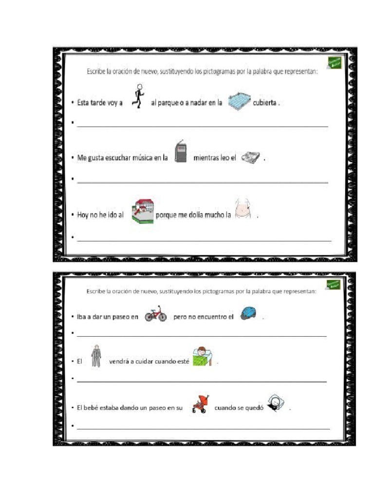 Oraciones Con Pictogramas | PDF